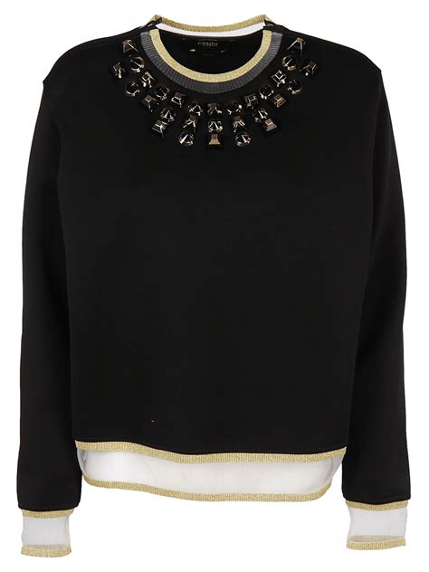 Fendi silk lined embellished sweatshirt